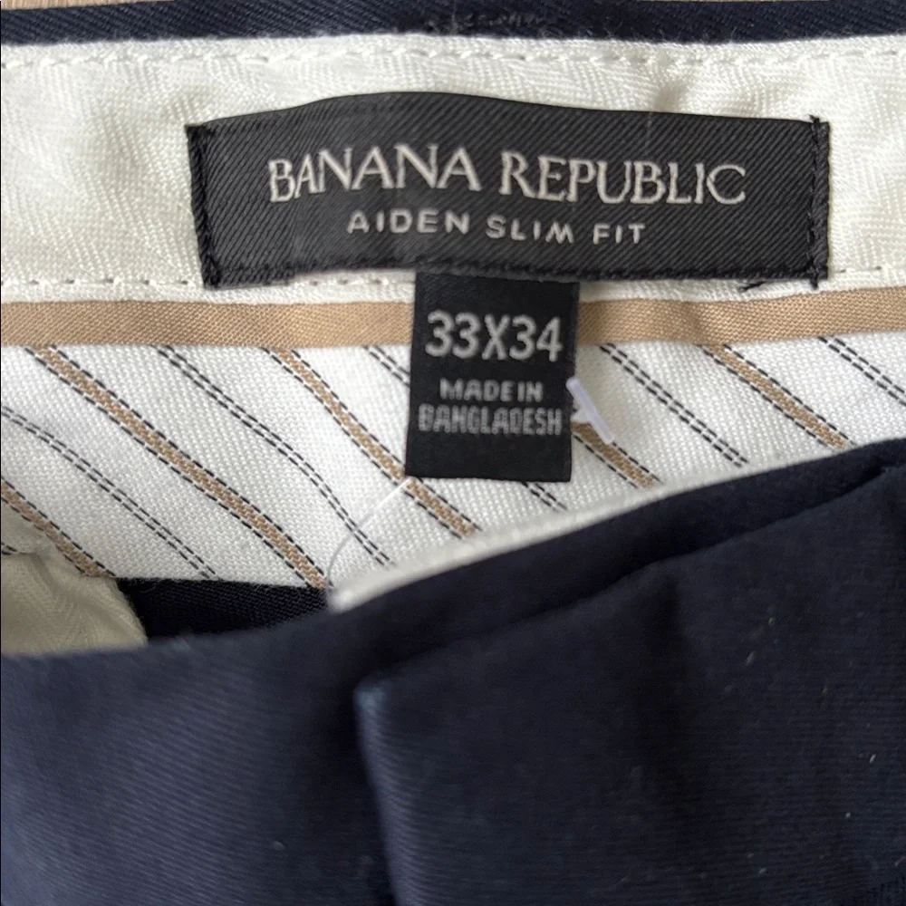 NWT Banana Republic Aiden Slim Fit Rapid Movement Chinos in Navy Blue 33 x 34